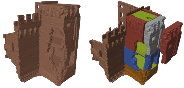 Segmentation of the reconstructed masonry structure into components.