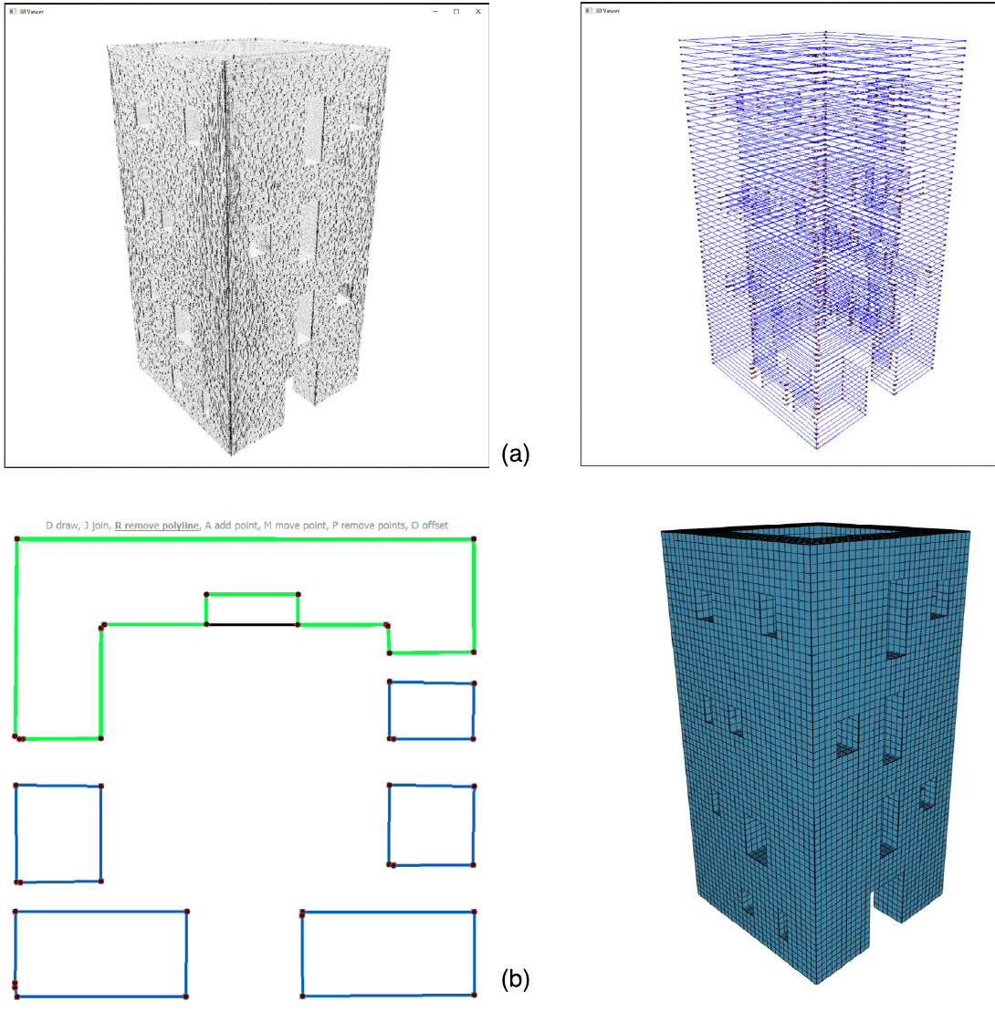 Finite-element mesh generated from a point-cloud survey